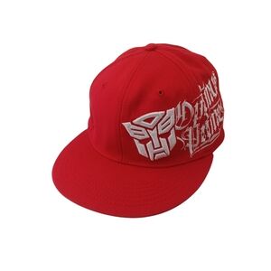 Red Snapback Cap with White Embroidery